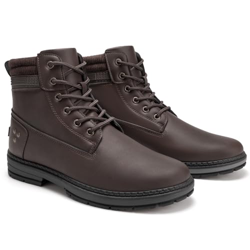 Athlefit Casual Men's Hiking Boots Fashion Lace up Combat Boots Low Heel Comfortable Ankle Booties