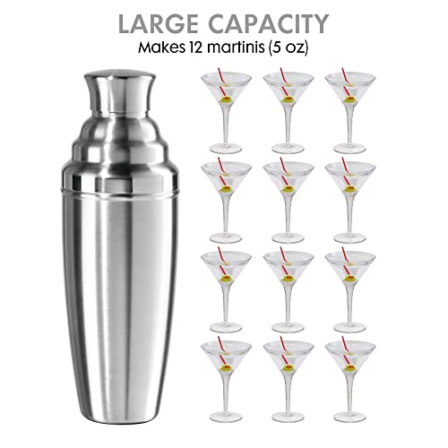 Oggi Jumbo Cocktail Shaker 60 oz - Stainless Steel Construction, Built in Strainer - Ideal Large Cocktail Shaker for Parti...