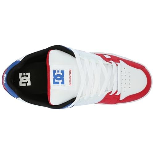 DC Men's Stag Low Top Skate Shoe, Red/White/Blue, 10 M