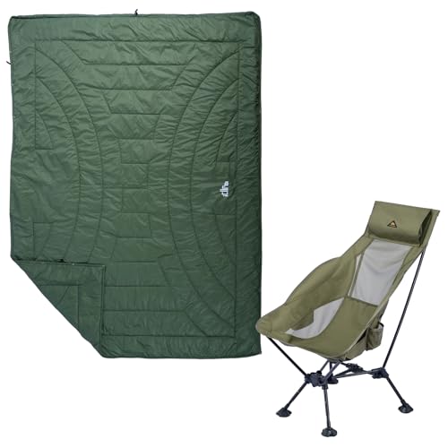 iClimb 1 Adjustable High Back Anti-Sinking Chair and 1 3M Thinsulate Warm Camping Blanket Bundle, Ultralight Compact for A...