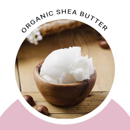 Glimmer Goddess Organic Whipped Body Butter for Women - Moisturizer Cream with Shea & Cocoa Butter, Almonds & Coconut Oil - Strawberries & Cream, 8oz