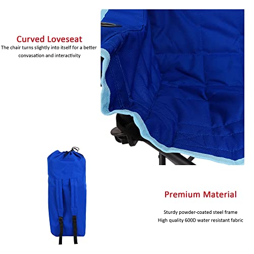 SUNNYFEEL Kids Folding Double Camping Chair, Portable Kids Camping Chairs 2 Seat Chair, Blue Padded Foldable Lawn Chairs w...