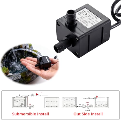hiBCTR 5-Pack 12V Brushless Water Pump 240L/H 3M Lift, 4.2W Ultra-Quiet Submersible Pump for Aquariums/Fish Tanks/Swimming...