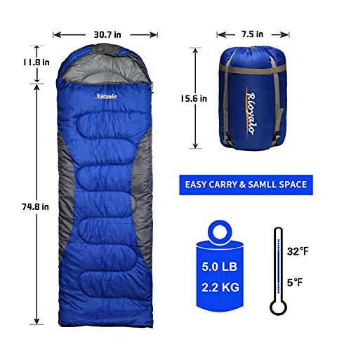 0 Degree Winter Sleeping Bags for Adults Camping (450GSM) - Temp Range (5F–32F) Portable Waterproof Compression Sack- Camp...