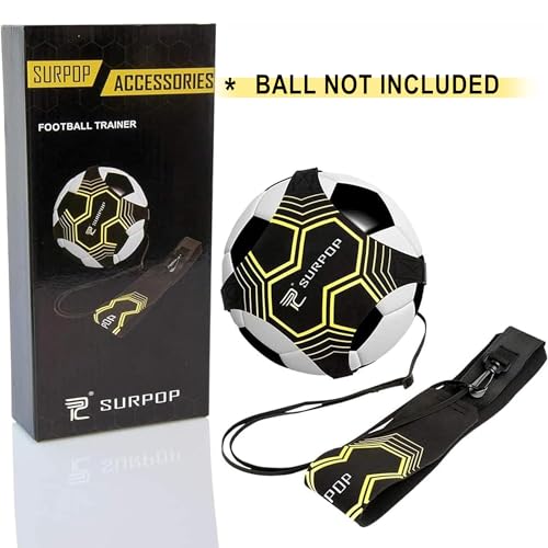 Soccer/Volleyball/Rugby Trainer, Football Kick Throw Solo Practice Training Aid Control Skills Adjustable Waist Belt for K...
