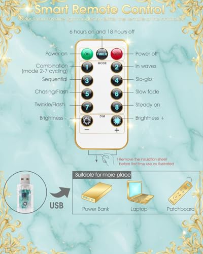 Curtain Lights for Bedroom & Romantic Decor - 300 LED Fairy String Lights with Remote, 8 Modes Timer, USB Plug in Waterpro...