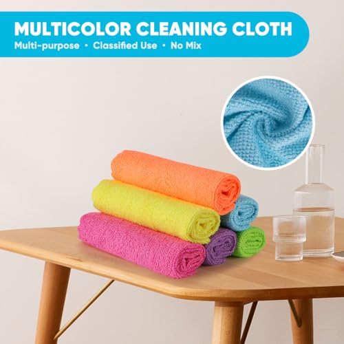 Orighty Microfiber Cleaning Cloth, 24 Pack Highly Absorbent Cleaning Rags, Household Cleaning Supplies, Reusable Lint Free...