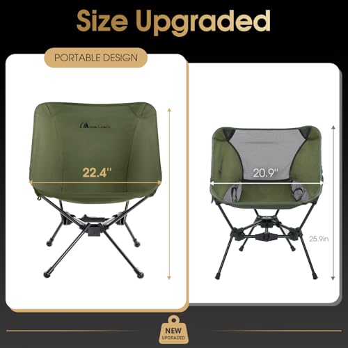 MOON LENCE Portable Camping Chair, Lightweight Folding Backpacking Hiking Chair, Plus Size Compact Yet, Support 330 lbs (G...