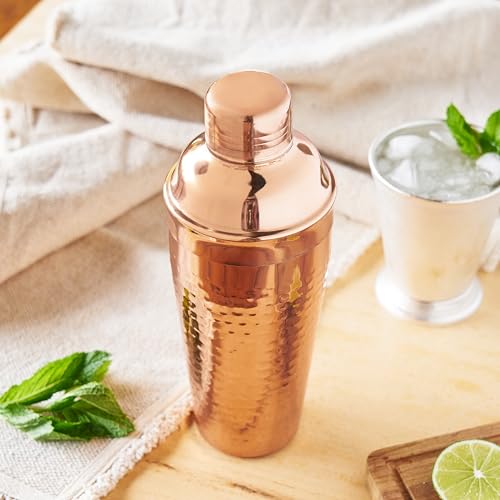 Twine Hammered Cocktail Shaker for Cold Brew Cocktails, Margarita, Whiskey Sour, Stainless Steel Martini Shaker with Strai...