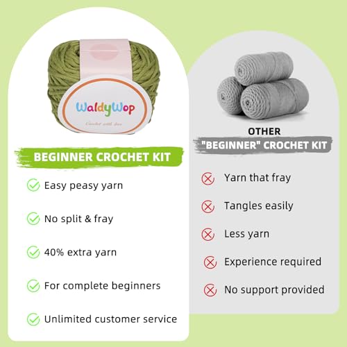 WaldyWop Crochet Kit for Beginners - 8 Flower Bookmarks Knitting Kit w/Step-by-Step Video Tutorials & Soft Yarn, Hook - Wo...