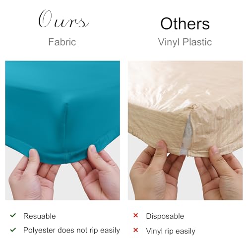 homing 4 Packs 6 Foot Rectangle Table Cloth, Waterproof Polyester Elastic Fitted Tablecloth, Washable Table Cover for Picn...