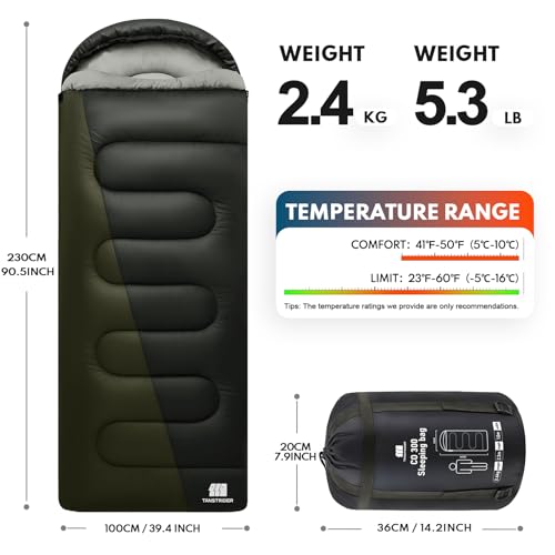 TANSTRIDER 0 Degree XXL Winter Sleeping Bags for Adults Cold Weather,Camping Sleeping Bag for Kids with Compression Sack,4...
