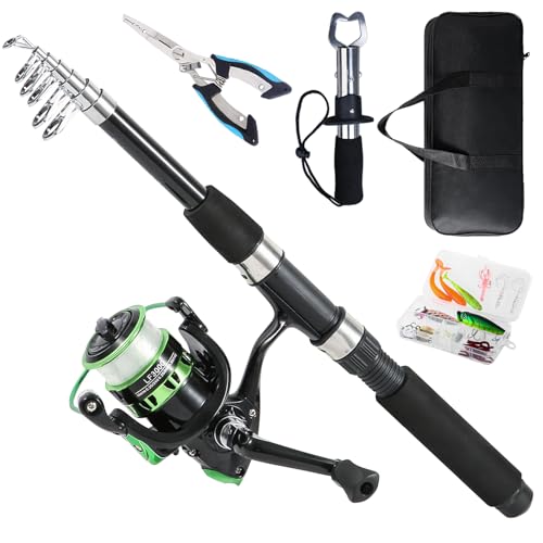 Tripquips Fishing Rod, 6.9ft Telescopic Fishing Rod and Reel Combo with Fishing Pliers and Lip Gripper Fishing Equipment, ...