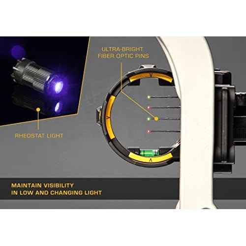 Trophy Ridge React H4 Bow Sight - 4 Pin Sight, Tool Less Windage and Elevation Adustability, 2nd Axis Leveling, Adjustable Click Light