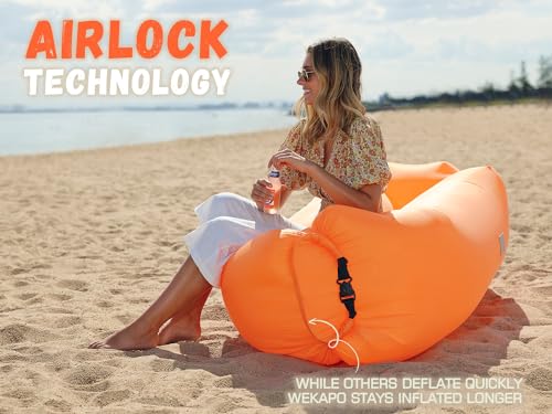 WEKAPO Inflatable Couch Air Lounger Chair - Camping & Beach Accessories, Portable Blow up Sofa for Hiking, Lawn, Indoor/Ou...