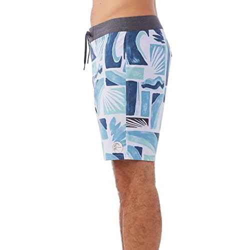 O'NEILL Men's 18 Inch Tropical Print Boardshorts - Quick Dry Swim Trunks for Men with Fabric and Pockets