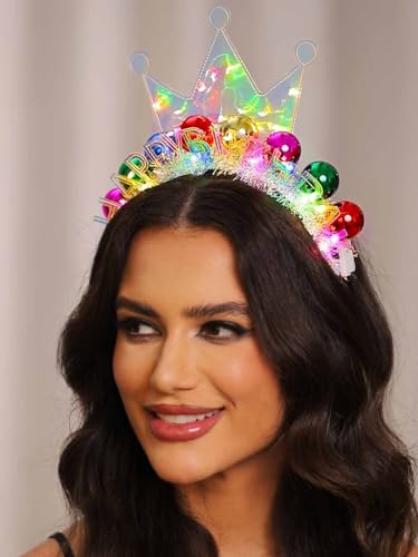 DRESBE Light Up Birthday Headband LED Crown Headbands Birthday Party Favors Hair Accessories for Women