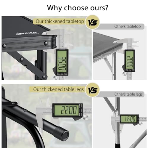 Anbte 3ft Low Folding Picnic Table, Thicker Aluminum Small Camping Table with Storage Bag, Portable Handle, Lightweight, f...