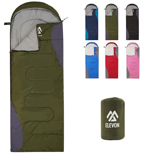Elevon Sleeping Bag for Adults Teens Kids Cold Warm Weather, Portable Waterproof & Lightweight, Compact with Compression S...