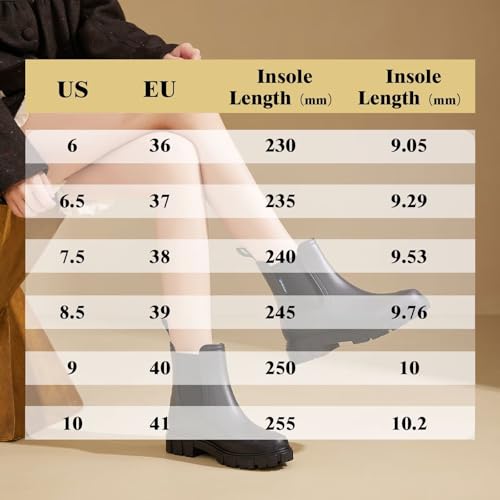 LIOERDIWE Short Rain Boots Women Waterproof Ankle Rainboots Fashion Chelsea Boots Non-Slip Garden Shoes for Outdoor Work B...