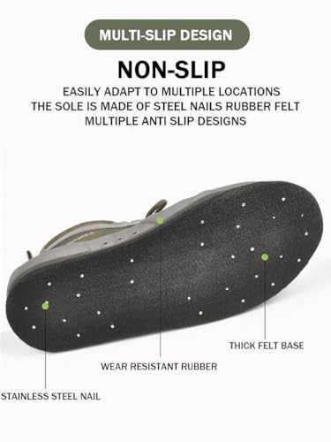 Rock Fishing Wading Boots with Felt Sole & Steel Studs – Anti-Slip Neoprene Reef Shoes for Men, Quick-Dry Breathable Drain...