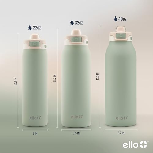 Ello Pop & Fill Stainless Steel Water Bottle with Quick Fill Technology, Double Walled Vacuum Insulated Metal, Leak Proof ...