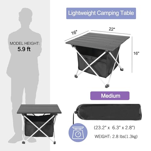 Grope Portable Camping Table Ultralight Aluminum Camp Table with Storage Bag,Beach Table for Sand with Carrying Bag,Prefec...