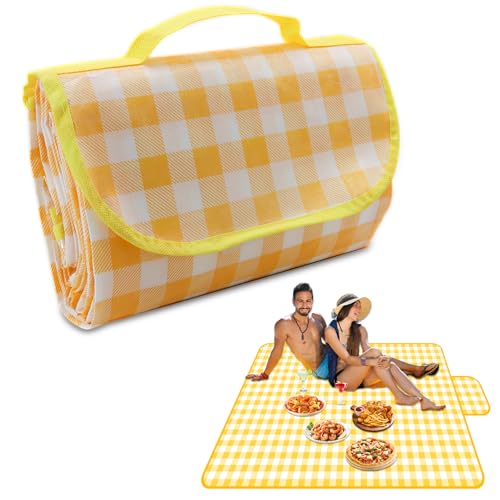 Wulitaotao Outdoor Picnic Blanket, 80" x 60" Foldable Waterproof Sand Beach Mat for Beach, Camping & Lawn, Sandproof & Por...