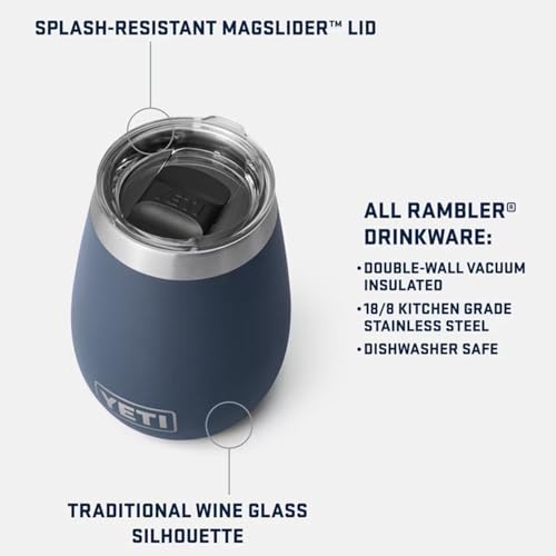 YETI Rambler 10 oz Wine Tumbler, Vacuum Insulated, Stainless Steel with MagSlider Lid, Black Forest Green