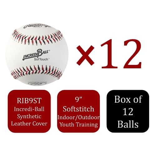 Rawlings | Incredi-Ball White Softstitch Baseballs | 9" | Cloth & Synthetic Leather Cover Options | 12 Count