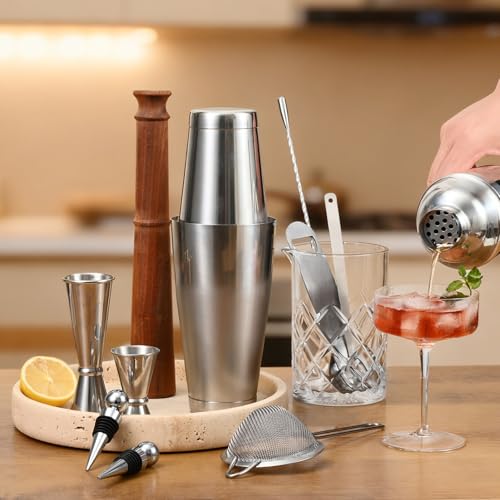 ETENS 33-Piece Professional Bartender Kit with Weighted Boston Shaker – High End Mixology Set for Home Bar – Stainless Ste...