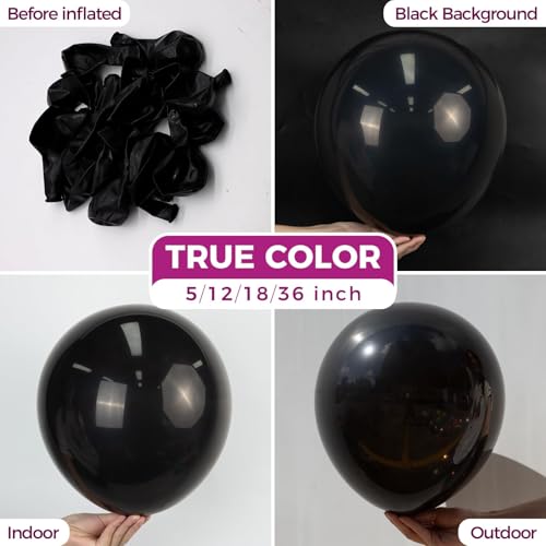 Bezente Black Balloons Latex Party Balloons - 100 Pack 12 inch Round Helium Balloons for New Years Black History Month The...
