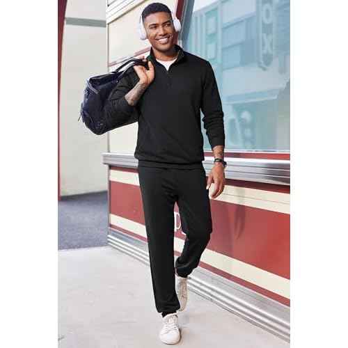 COOFANDY 2 Piece Set for Men Casual 1/4 Zip Track Suits Set Long Sleeve Quarter Pullover Jogging Suits 2025 Fashion Outfits