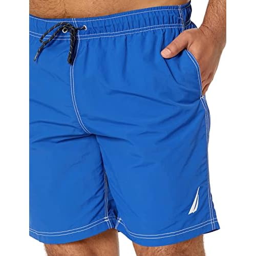 Nautica Men's Solid Quick Dry Classic Logo Swim-Trunk