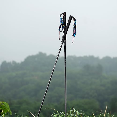 Carbon Fiber Trekking Poles Collapsible Ultralight M Walking or Hiking Sticks with EVA Grips and Drawstring Quick Lock for...