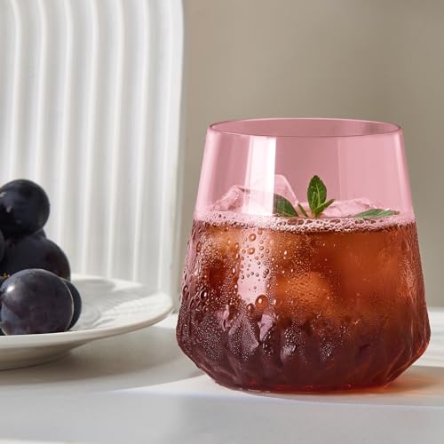 ROIMEE VONT 40 Pack Rhombus Plastic Wine Glasses,Heavy Duty Disposable Wine Champagne Whiskey Glasses Unbreakable Clear Pl...