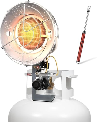 Propane Tank Top Heater, 12-18,000 BTU Tank Top Portable Propane Heater with USB Rechargeable Lighter, 3 Settings Shut-off...