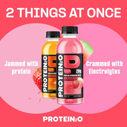 Protein2o Hydration Drink - 2-in-1 Liquid Clear Whey Protein Isolate and Electrolyte Drink - 20g Protein, Vitamins B5, B6...