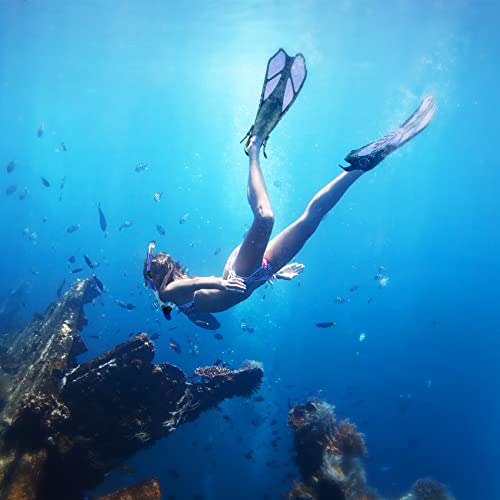 ZEEPORTE Mask Fin Snorkel Set, Travel Size Snorkeling Gear for Adults with Panoramic View Anti-Fog Mask, Trek Fins, Dry To...