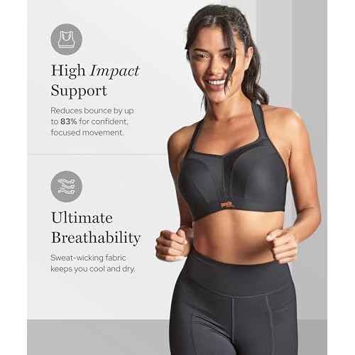 Panache Women's Power 5021 Underwire Padded Sports Bra |Latte,34FF| High Impact Sports Bra for Large Breasts, Racerback Support