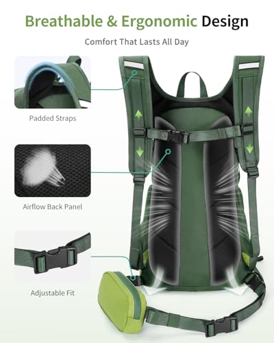 ECOHUB Hydration Backpack for Men Women, 20L Lightweight Hiking Daypack Cycling Backpack with 2L Water Bladder, Insulated ...