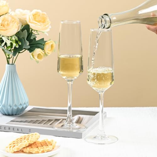 FrutPunch Champagne Flutes, Champagne Glasses Set of 2, 8.5OZ, Elegant High-Foot Champagne Glasses, Sparkling Wine Glasse...