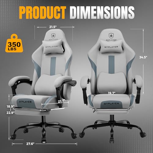GTPLAYER Gaming Chair with Foot Rest & Pocket Spring Cushion, Ergonomic High Back Computer Desk Chair with Headrest & Lumb...