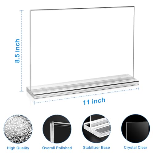 EHWINE 6 Pack Acrylic Sign Holder 8.5 x 11 Horizontal, Double-Sided Stand up Table Top Sign Holders, Clear Acrylic Picture...