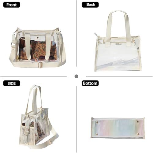 Iridescent Soap Bubble Tote Clear Bag for Stadium Events with Shoulder Bag for Concert Beach