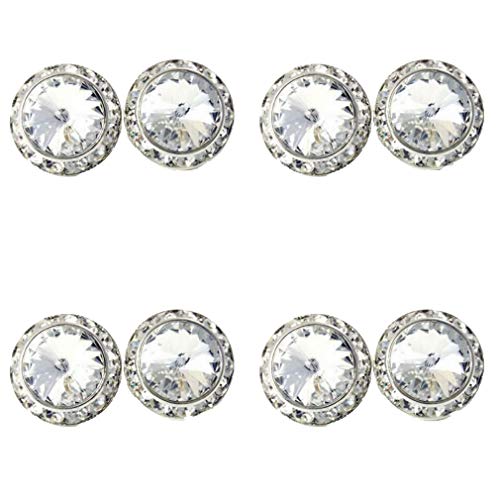 4 Pairs 15mm Rhinestone Round Shaped Acrylic Stone Inside Crystal Ear Studs For Dance Competitions Stage Performance Brida...
