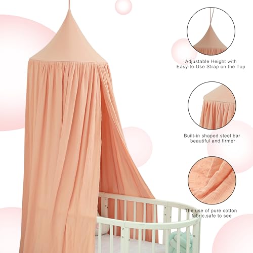 Vhaso Cotton Kids Bed Canopy, Nursery Room Baby Crib Hanging Curtain Mosquito Net Hideaway Bedding Children Reading Nook D...