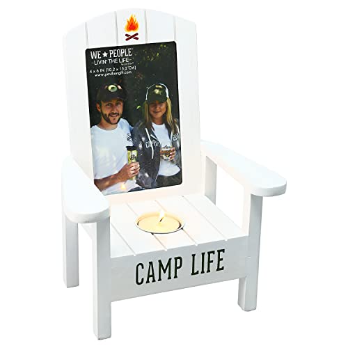 Pavilion - Camp Life - Adirondack Chair 4" x 6" Vertical Picture Frame Tea Light Candle Holder - Camper RV Cabin Camping D...