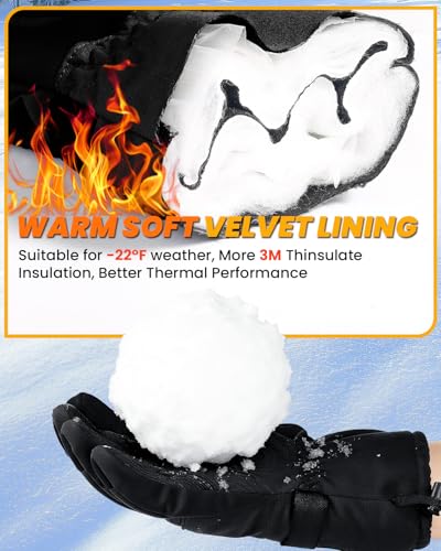 GXCROR Winter Gloves for Men & Women, Waterproof Touchscreen Ski Gloves with 3M Thinsulate -22°F Warmth, Windproof Cold We...