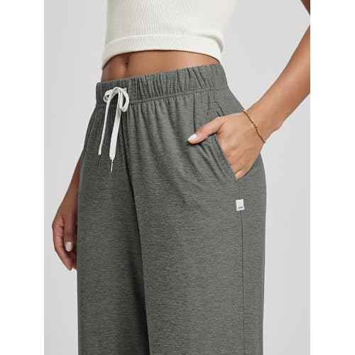 ODODOS Women's Straight Leg Pants Ultra Soft Stratum Tech Relaxed Casual Pajama Lounge Pants with Pockets-29/31" Inseam